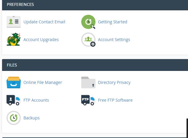 control panel for hosting