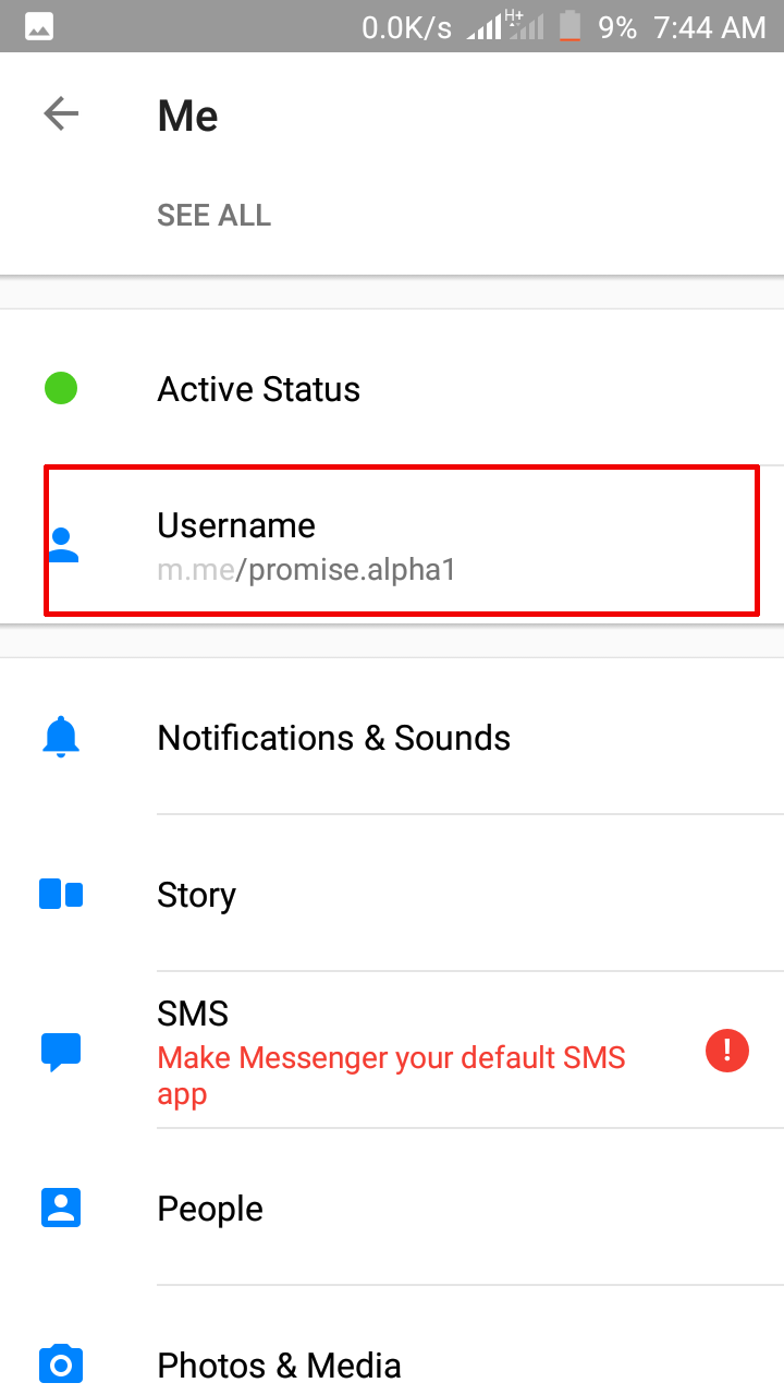  How to change Facebook Username on Messenger app
